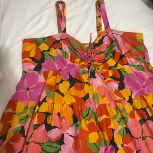 Terra & Sky Womens 4X Floral Maxi Dress Tiered Sleeveless Cotton Rayon Beautiful